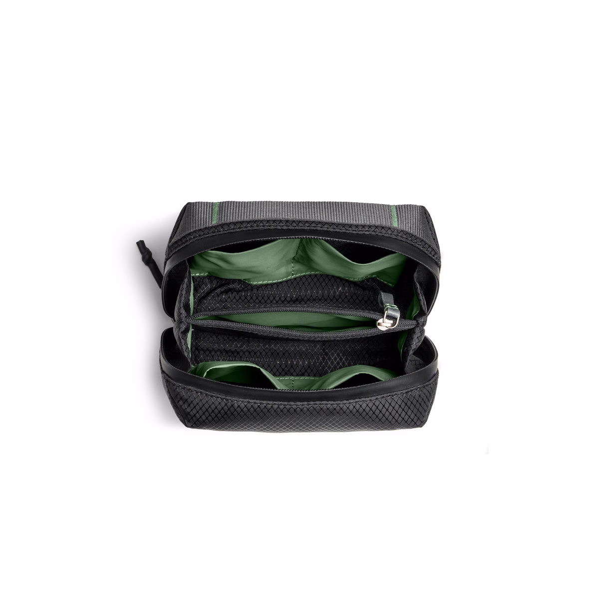 Black Ripstop Vault Tech Organiser - Small in Black – Front view showing diamond pattern and zipper pulls | KlippiK IE