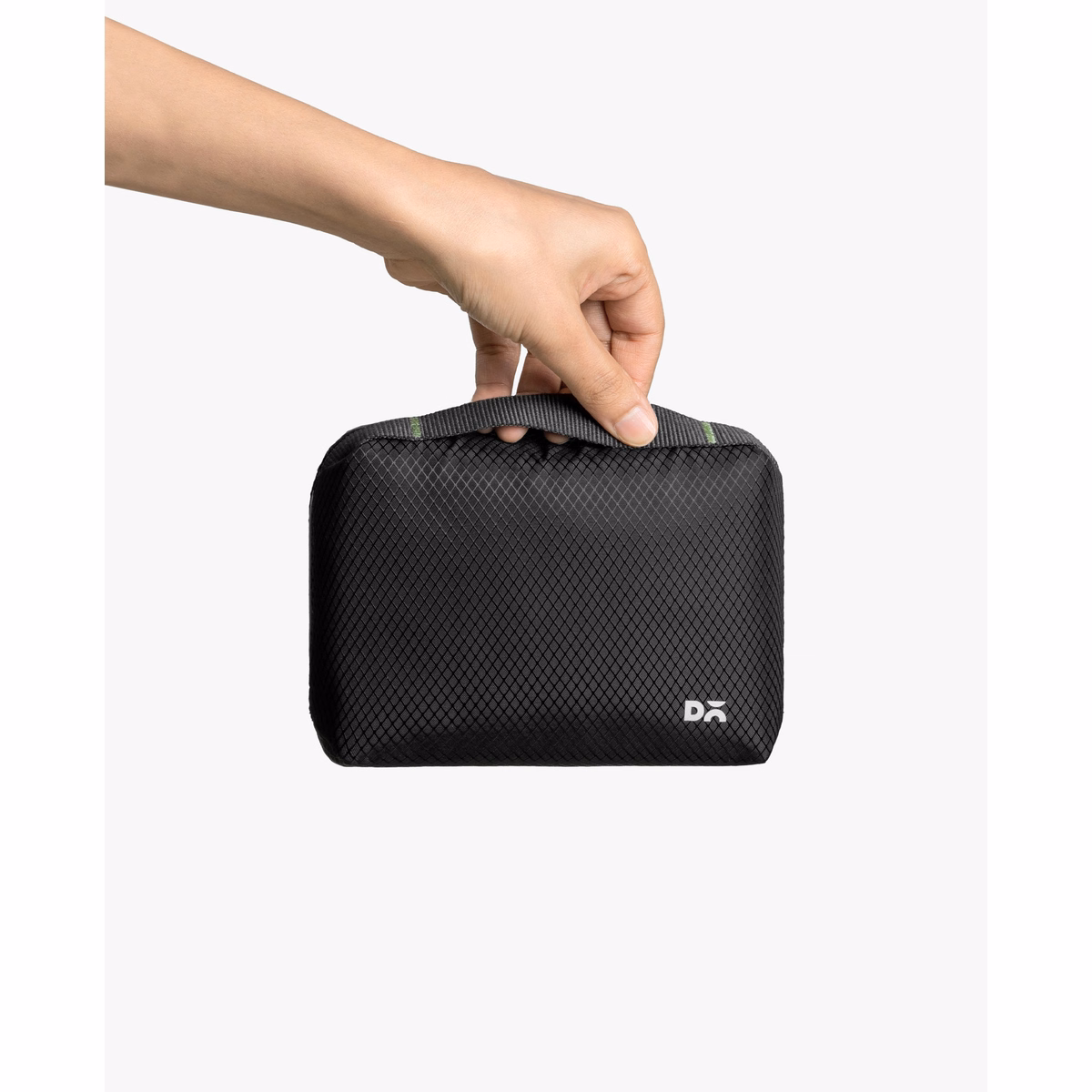 Black Ripstop Vault Tech Organiser - Small in Black – Hand Holding The Bag View | KlippiK SG