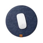 Orb Felt Duo Mouse Pad Blue – blue felt side up on desk with wireless mouse