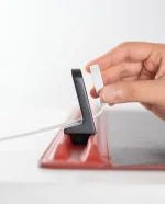 Red-Black Snap On Organiser Desk Mat with Cable Holder + Phone Mount + Apple Watch Charging Stand - Image 7