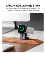 Tan-Brown Snap On Organiser Desk Mat with Cable Holder + Phone Mount + Apple Watch Charging Stand