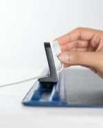 Blue-Black Snap On Organiser Desk Mat with Cable Holder + Apple Watch Charging Stand