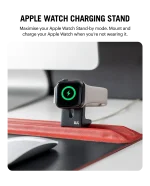 Red-Black Snap On Organiser Desk Mat with Cable Holder + Apple Watch Charging Stand