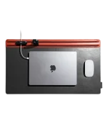 Red-Black Snap On Organiser Desk Mat with Cable Holder + Apple Watch Charging Stand