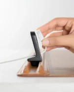 Tan-Brown Snap On Organiser Desk Mat with Cable Holder + Apple Watch Charging Stand