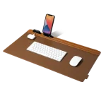 Tan-Brown Snap On Organiser Desk Mat with Cable Holder + Phone Mount
