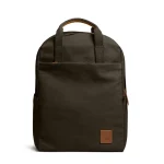 Clove Field Daypack — canvas daypack with a top handle and leather logo patch, shown on white