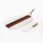 Marble Wood Cheese Board with Knife – Oval by Marbleous — view 5