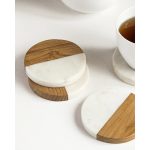 Wood Marble Coaster – White (Set of 4)