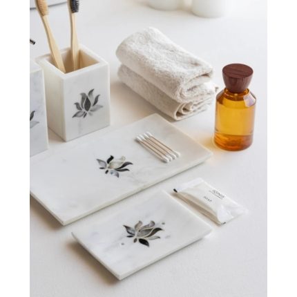White Mother of Pearl Bathroom Set by Marbleous — view 2