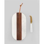 Marble Wood Cheese Board with Knife – Oval by Marbleous — view 3