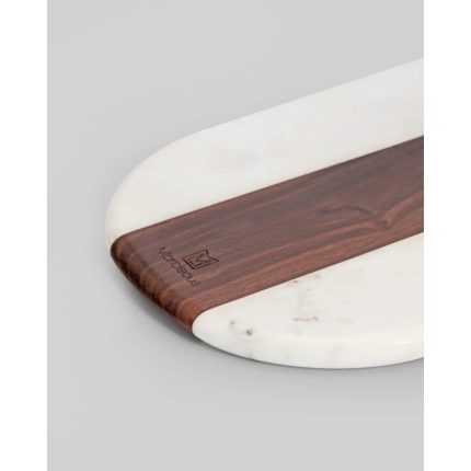 Marble Wood Cheese Board with Knife – Oval by Marbleous — view 2