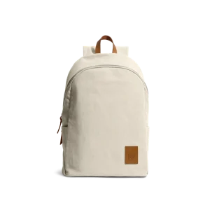 Ivory Pedal Daypack by DailyObjects — front view, pure cotton canvas with leather trim