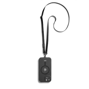 Black Leatherite Crossbody Phone Lanyard - Strap