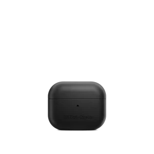 Black Leatherite AirPods Pro 2 Case Cover shown closed from the front on a white background