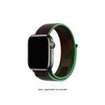 Black Unity Nylon Loop Apple Watch band fitted to an Apple Watch, shown on white — fits 38/40/41 mm cases, watch not included