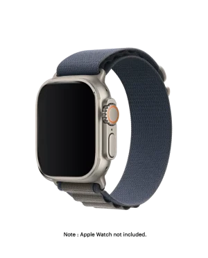 Blue Ridge Loop Apple Watch band fitted to an Apple Watch, shown on white — watch not included