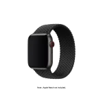 Charcoal Braided Solo Loop Apple Watch band fitted to an Apple Watch, shown on white — fits 38/40/41 mm cases, watch not included