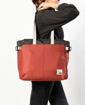 Charcoal-Red Clay Key Tote Bag