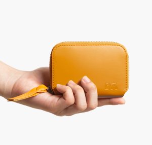 Chrome Yellow Vegan Leather Zipper Slim Card & Coin Wallet | Online Shopping | KlippiK Kuwait UAE Saudi