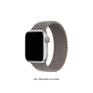 Clay Braided Solo Loop Apple Watch band fitted to an Apple Watch, shown on white — fits 42/44/45/49 mm cases, watch not included