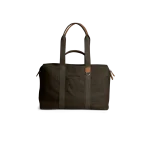 Clove Field Duffle Bag — canvas duffle with leather trim and twin handles, shown on white