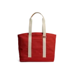 Crimson Red Field Tote Bag — canvas tote with contrast webbing handles, shown on white