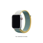 Teal Dual Colour Nylon Apple Watch band fitted to an Apple Watch, shown on white — fits 42/44/45/49 mm cases, watch not included