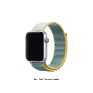 Teal Dual Colour Nylon Apple Watch band fitted to an Apple Watch, shown on white — fits 42/44/45/49 mm cases, watch not included