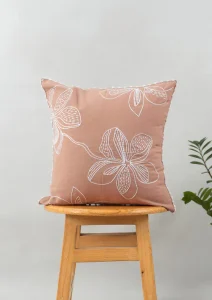 Yellow Dwelling Embrose Embroidered 100% Cotton Floral Design Cushion Cover for Sofa – Rust