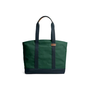 Forest Green-Navy Field Tote Bag — canvas tote with contrast webbing handles, shown on white