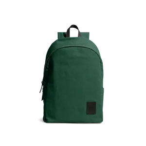 Forest Green Pedal Daypack by DailyObjects — front view, pure cotton canvas with leather trim