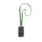 Green Leatherite Crossbody Phone Lanyard - Strap attached to a black phone case, shown hanging against a white background