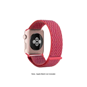 Hibiscus Nylon Apple Watch band fitted to an Apple Watch, shown on white — fits 42/44/45/49 mm cases, watch not included