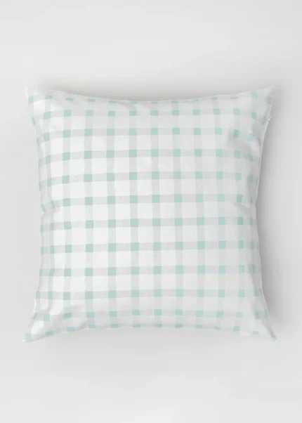 Yellow Dwelling Ice Blue Gingham Cushion Cover (20" x 20") — view 2