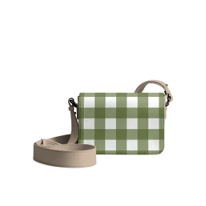 Creamy Crocodile Gingham Sol Box Shoulder Bag | Shop Online |KlippiK Kuwait UAE Saudi