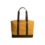 Mustard-Clove Field Tote Bag — canvas tote with contrast webbing handles, shown on white