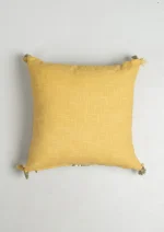 Yellow Dwelling Nadar 100% Cotton Printed Geometric Cushion Cover for Sofa with Tassels – Yellow — view 3