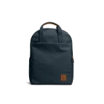 Navy Field Daypack — canvas daypack with a top handle and leather logo patch, shown on white