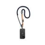 Navy-Orange Crossbody Phone Lanyard - Cord attached to a black phone case, shown hanging against a white background
