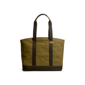 Olive Green-Clove Field Tote Bag — canvas tote with contrast webbing handles, shown on white