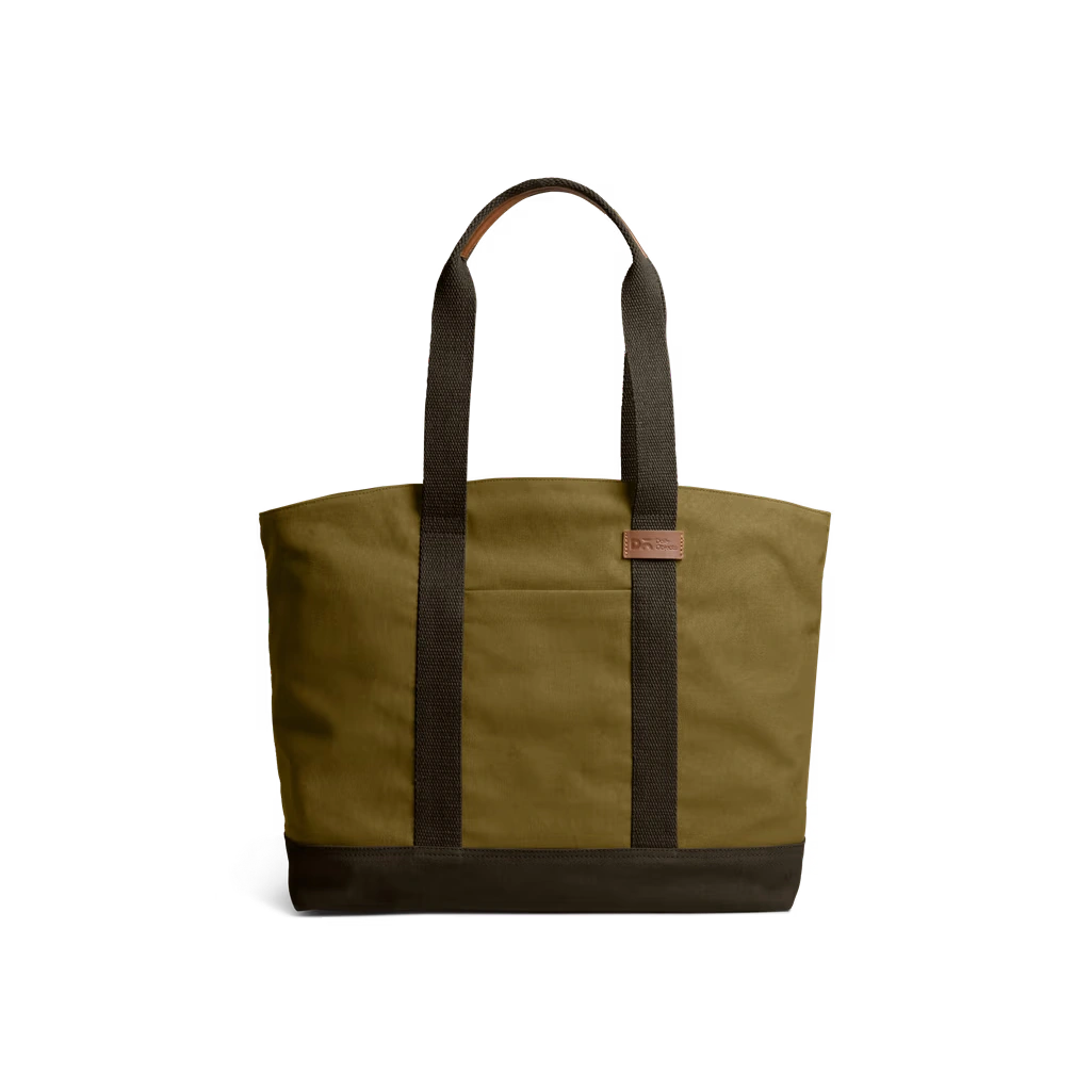 Olive-Green-Clove-Field-Tote-Bag-vw Olive Green-Clove Field Tote Bag — canvas tote with contrast webbing handles, shown on white