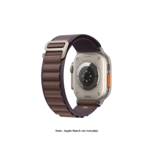 Plum Ridge Loop Apple Watch band fitted to an Apple Watch, shown on white — fits 42/44/45/49 mm cases, watch not included