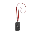 Red Leatherite Crossbody Phone Lanyard - Strap attached to a black phone case, shown hanging against a white background