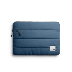 Space Blue Stria Laptop Sleeve Bag - Large — padded quilted laptop sleeve with a side carry handle, shown on white