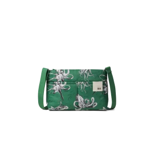 Squid Retreat Crossbody Bag - Green — compact crossbody with a webbing strap, shown on white