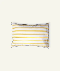 Mellow Yellow with Misty Blue Pure Stripes Pillow Cover (Set of 2)