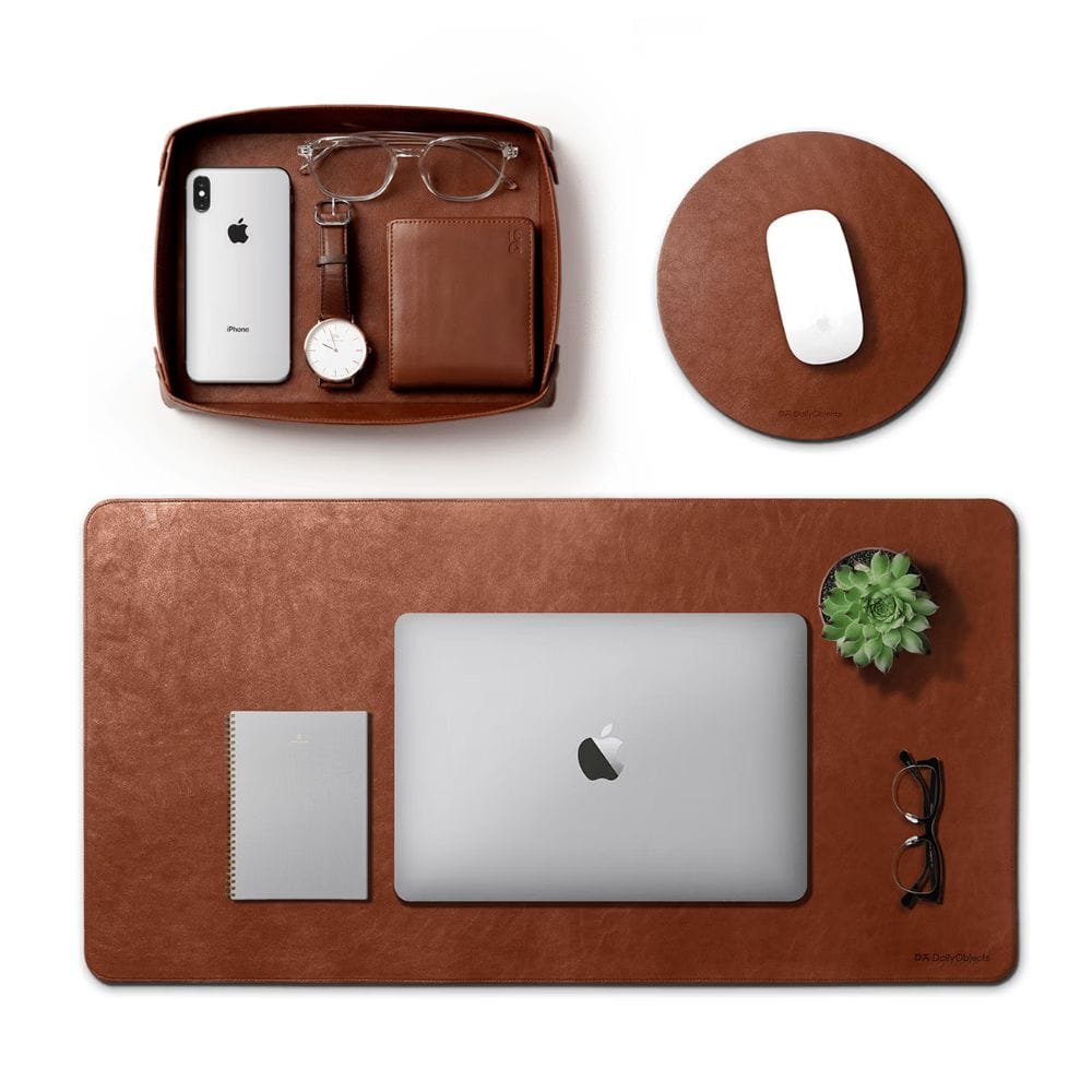 Desk Trio Bundle in Tan by DailyObjects: desk mat, mouse pad and valet tray