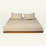 Wheat Beige with Pearl Green Silent Stripes Flat Bedsheet