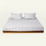 Mocha Brown with Haze Indigo Pure Stripes Flat Bedsheet